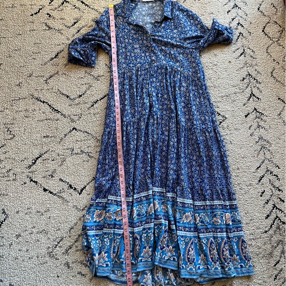 Natural Life Women’s Blue Rebecca Floral Midi Dress Button Front Boho Hippie - Picture 6 of 6